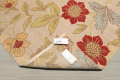 5x8 Beige, Lime, Tan Color Hand Knotted 100% Wool Transitional Oriental Rug