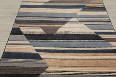 5x8 Ivory, Gray, Blue Color Hand Knotted Tibetan 100% Wool Modern Oriental Rug