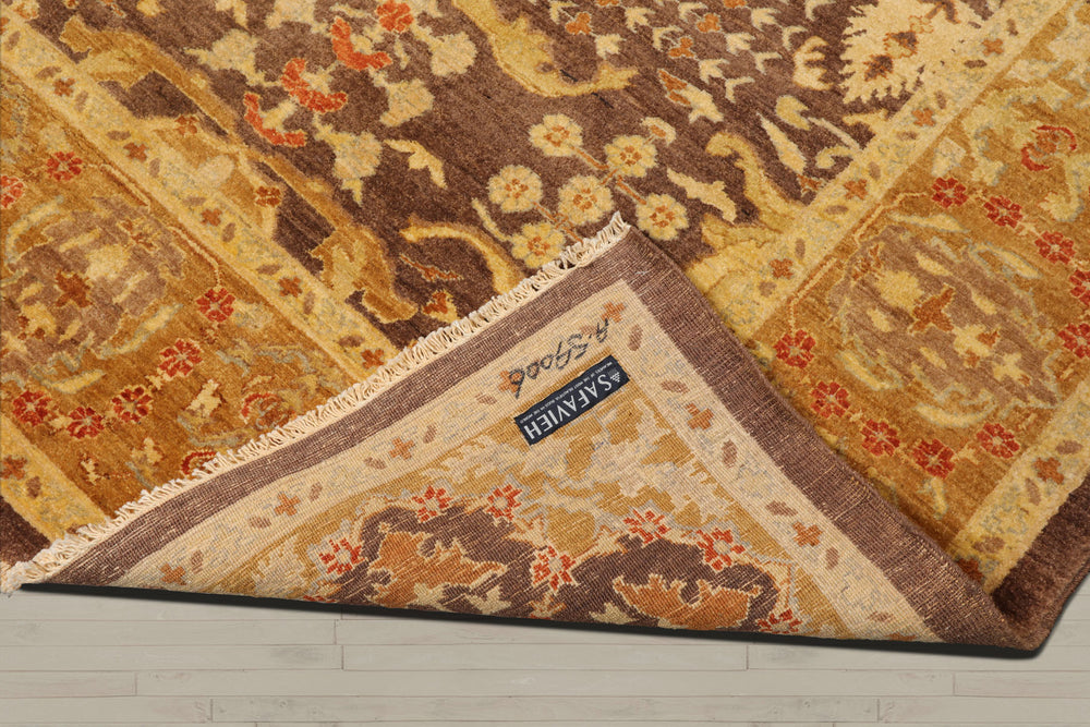 6x9 Brown, Gold, Rust Color Hand Knotted Chobi Peshawar 100% Wool Traditional Oriental Rug