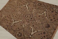 4x6 Camel, Beige, Chocolate Color Hand Knotted Soumak 100% Wool Traditional Oriental Rug