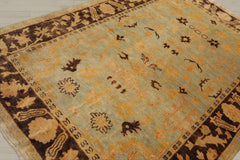 6x9 Pale Aqua, Chocolate, Gold Color Hand Knotted Oushak 100% Wool Traditional Oriental Rug