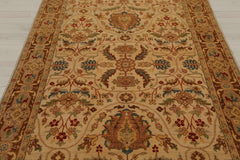 6x9 Beige, Brown, Turquoise Color Hand Knotted Sultanabad 100% Wool Traditional Oriental Rug
