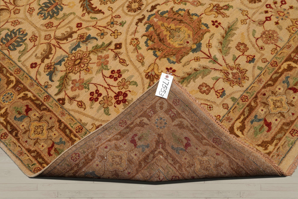 6x9 Beige, Brown, Turquoise Color Hand Knotted Sultanabad 100% Wool Traditional Oriental Rug