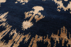 4x6 Navy, Beige, Color Hand Knotted Tibetan Wool & Silk Traditional Oriental Rug