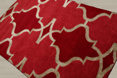 4x6 Raspberry, Red, Color Hand Knotted 100% Wool Transitional Oriental Rug