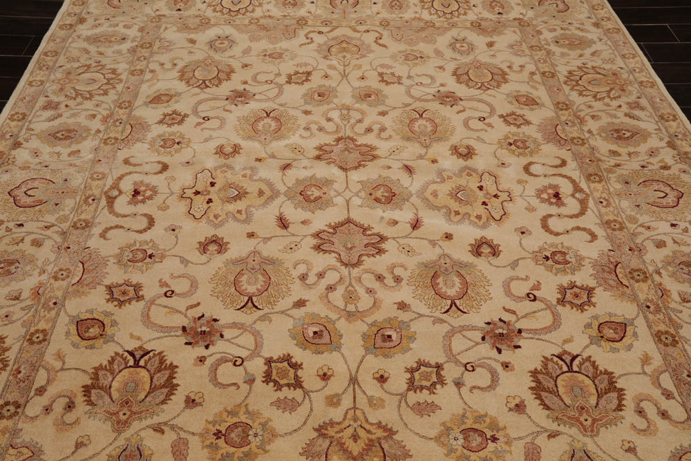 8x10 Beige, Brown, Taupe Color Hand Knotted Pak Persian 100% Wool Traditional Oriental Rug