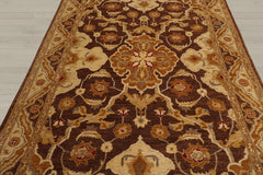 6x9 Brown, Beige, Gold Color Hand Knotted Peshawar 100% Wool Traditional Oriental Rug