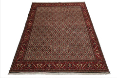 8x11 Ivory, Rose, Black Color Hand Knotted Bidjar 100% Wool Traditional Oriental Rug