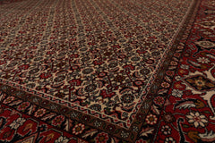8x11 Ivory, Rose, Black Color Hand Knotted Bidjar 100% Wool Traditional Oriental Rug