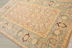 6x9 Taupe, Aqua, Brown Color Hand Knotted Peshawar 100% Wool Traditional Oriental Rug