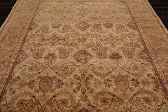 8x10 Beige, Tan, Rust Color Hand Knotted Agra 100% Wool Traditional Oriental Rug