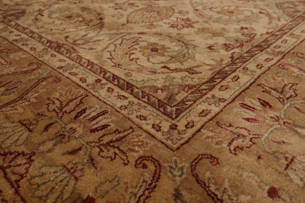 8x10 Beige, Tan, Rust Color Hand Knotted Agra 100% Wool Traditional Oriental Rug