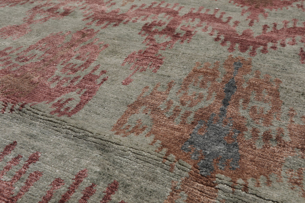 4x6 Gray, Aubergine, Slate Color Hand Knotted Tibetan 100% Wool Transitional Oriental Rug