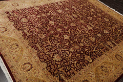8x10 Burgundy, Light Gold, Brown Color Hand Knotted Pak Persian 100% Wool Traditional Oriental Rug