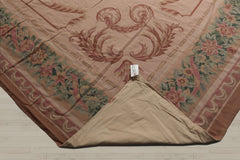 Palace Blush, Peach, Green Color Hand Knotted French Aubusson 100% Wool Traditional Oriental Rug