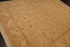 8x10 Tan, Gold, Coral Color Hand Knotted Pak Persian 100% Wool Traditional Oriental Rug