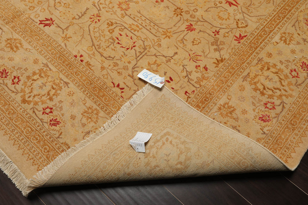8x10 Tan, Gold, Coral Color Hand Knotted Pak Persian 100% Wool Traditional Oriental Rug