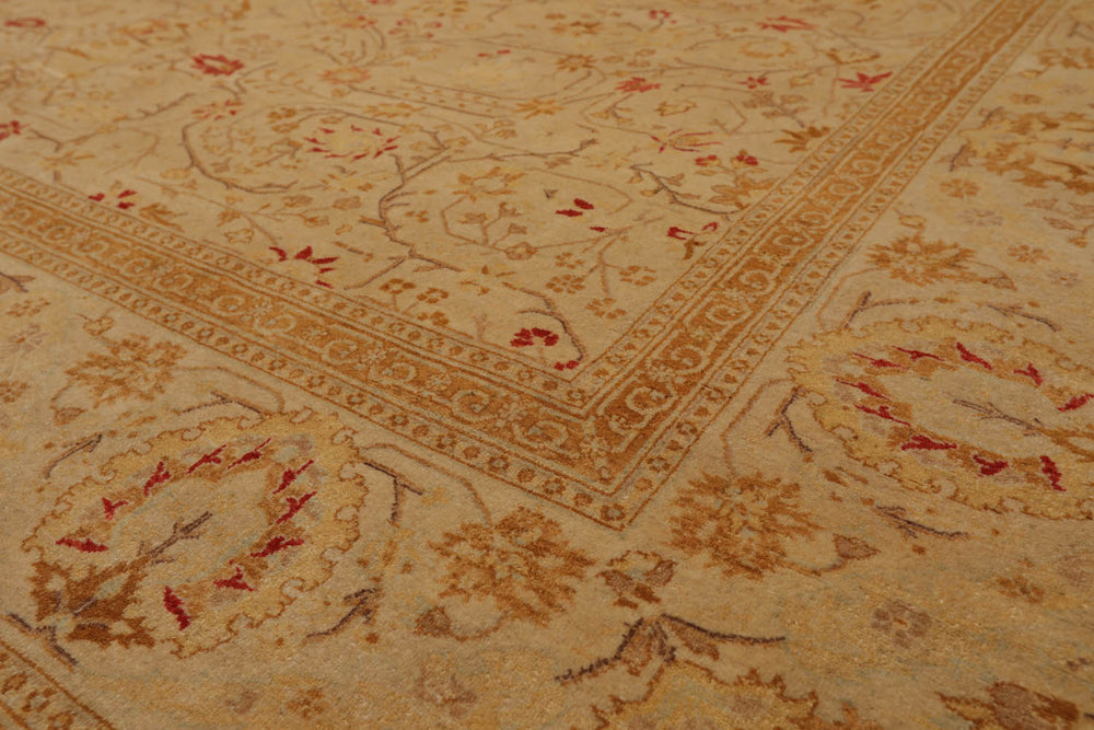 8x10 Tan, Gold, Coral Color Hand Knotted Pak Persian 100% Wool Traditional Oriental Rug