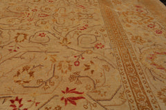 8x10 Tan, Gold, Coral Color Hand Knotted Pak Persian 100% Wool Traditional Oriental Rug