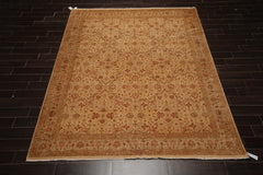 8x10 Tan, Brown, Coral Color Hand Knotted Pak Persian 100% Wool Traditional Oriental Rug