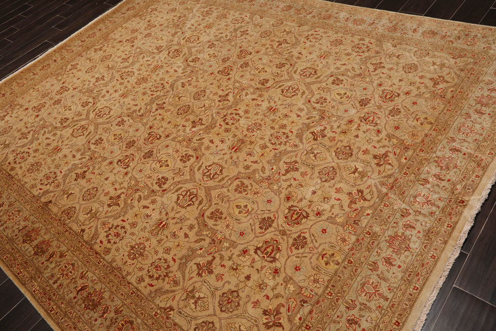 8x10 Tan, Brown, Coral Color Hand Knotted Pak Persian 100% Wool Traditional Oriental Rug