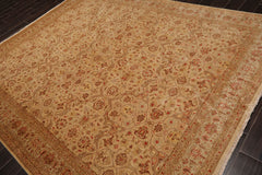 8x10 Tan, Brown, Coral Color Hand Knotted Pak Persian 100% Wool Traditional Oriental Rug