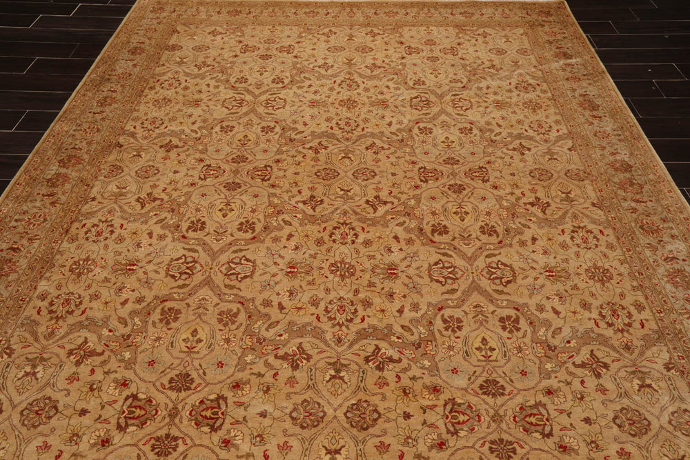 8x10 Tan, Brown, Coral Color Hand Knotted Pak Persian 100% Wool Traditional Oriental Rug