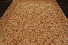 8x10 Tan, Brown, Coral Color Hand Knotted Pak Persian 100% Wool Traditional Oriental Rug