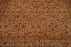 8x10 Tan, Brown, Coral Color Hand Knotted Pak Persian 100% Wool Traditional Oriental Rug