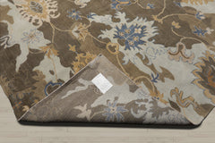 Square Brown, Tan, Beige Color Hand Knotted Oushak 100% Wool Traditional Oriental Rug