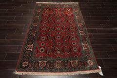 4x6 Antique Rose, Teal, Beige Color Hand Knotted Caucasian 100% Wool Traditional Oriental Rug