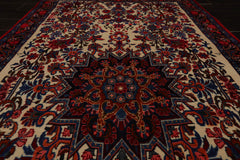 4x6 Ivory, Navy, Red Color Hand Knotted Bidjar 100% Wool Traditional Oriental Rug