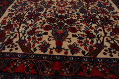 4x6 Ivory, Navy, Red Color Hand Knotted Bidjar 100% Wool Traditional Oriental Rug