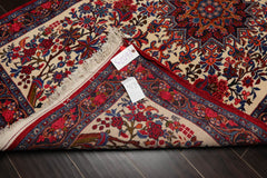 4x6 Ivory, Navy, Red Color Hand Knotted Bidjar 100% Wool Traditional Oriental Rug