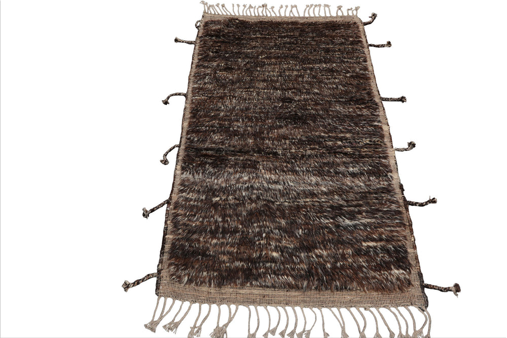 3x5 Brown, Tan, Color Hand Knotted Afghan Moroccan Wool Modern & Contemporary Oriental Rug