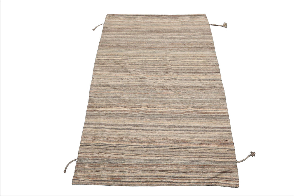 3x5 Beige, Tan, Gray Color Hand Knotted Afghan Moroccan Wool Modern & Contemporary Oriental Rug