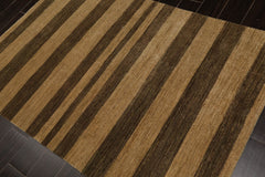 4x6 Gold, Brown, Color Hand Knotted 100% Wool Modern Oriental Rug