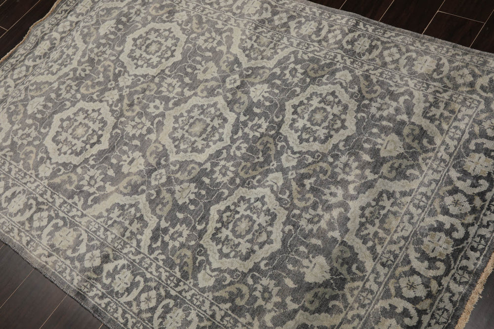 4x6 Gray, , Color Hand Knotted 100% Wool Transitional Oriental Rug