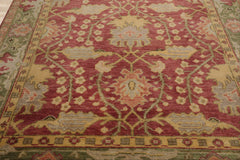 Multi Size Raspberry Green Gold Color Hand Knotted Oushak Wool Oriental Rug
