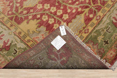 Multi Size Raspberry Green Gold Color Hand Knotted Oushak Wool Oriental Rug