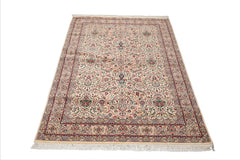 6x9 Cream, Peach, Maroon Color Hand Knotted Pak Persian 100% Wool Traditional Oriental Rug