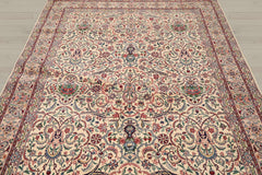 6x9 Cream, Peach, Maroon Color Hand Knotted Pak Persian 100% Wool Traditional Oriental Rug