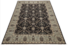 9x12 Black, Charcoal, Mint Color Hand Knotted Agra 100% wool Traditional Oriental Rug