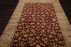 6x9 Wine, Taupe, Beige Color Hand Knotted Agra 100% Wool Traditional Oriental Rug