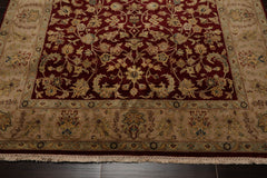 6x9 Wine, Taupe, Beige Color Hand Knotted Agra 100% Wool Traditional Oriental Rug