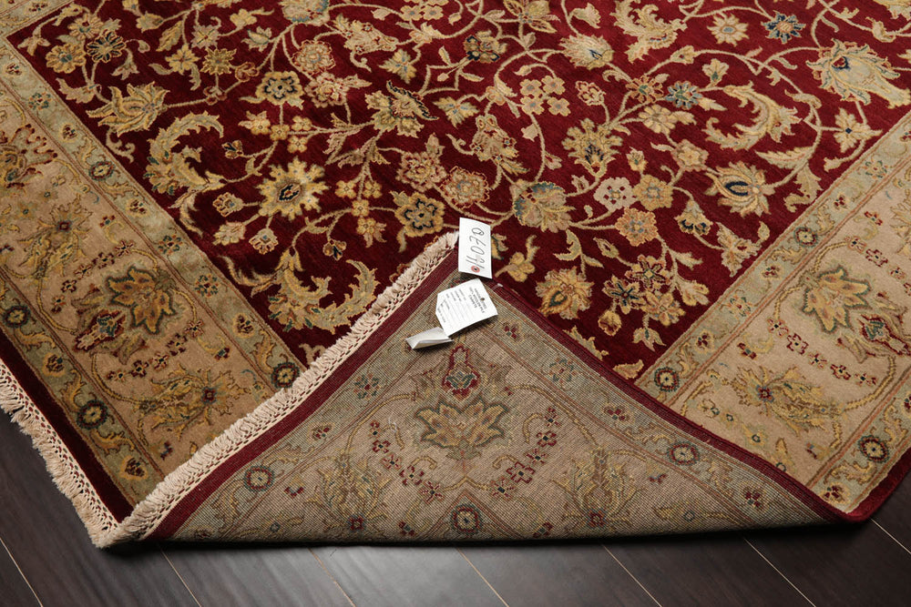 6x9 Wine, Taupe, Beige Color Hand Knotted Agra 100% Wool Traditional Oriental Rug