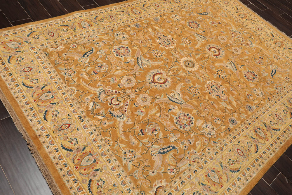 6x9 Caramel, Gold, Beige Color Hand Knotted Pak Persian 100% Wool Traditional Oriental Rug