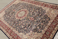 6x9 Navy, Burgundy, Beige Color Hand Knotted Pak Persian 100% Wool Traditional Oriental Rug