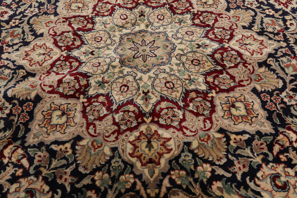 6x9 Navy, Burgundy, Beige Color Hand Knotted Pak Persian 100% Wool Traditional Oriental Rug