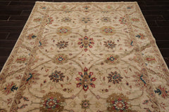 6x9 Beige, Brown, Tan Color Hand Knotted Agra 100% Wool Traditional Oriental Rug